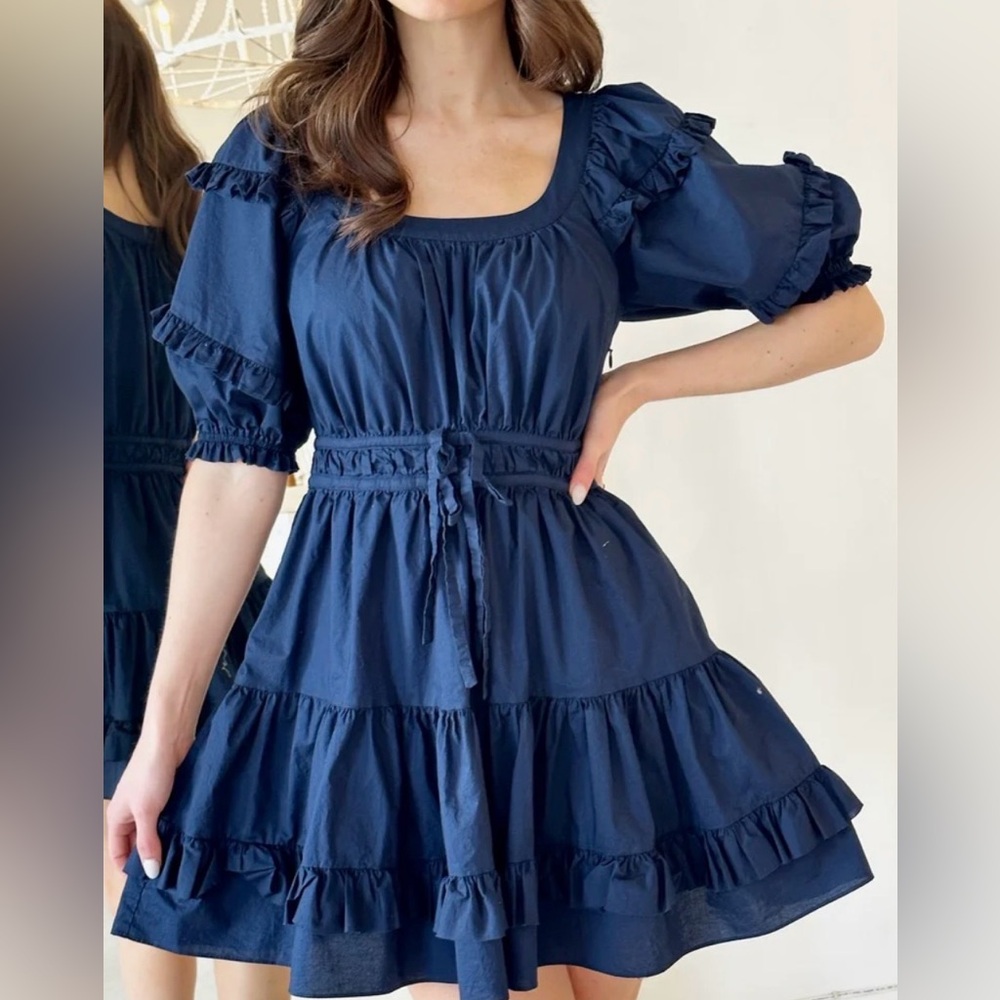 Aurora Navy Fit and Flare Dress by Anna Cate